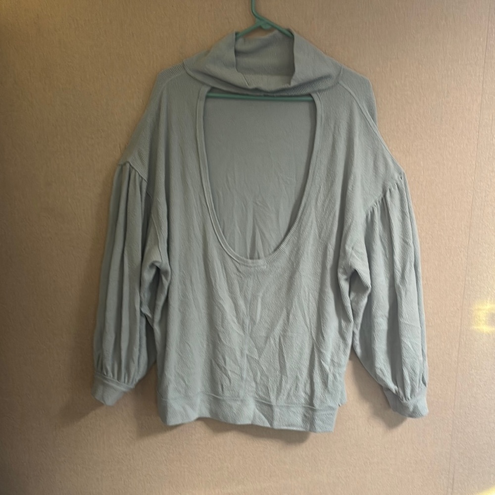 We The Free Light Blue Cut Out Sweater - Picture 3 of 10